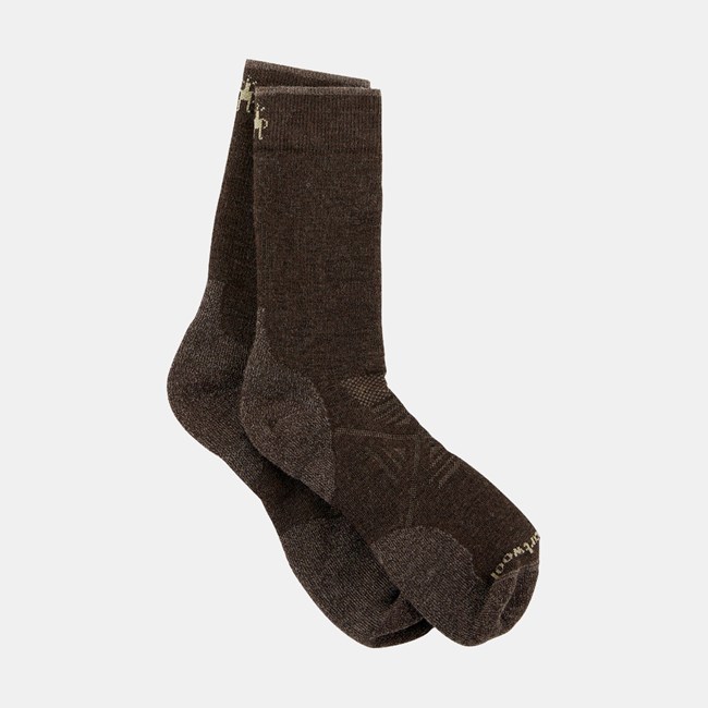 A pair of brown hiking socks