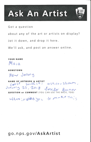 Ask An Artist form with a handwritten question Ask An Artist form with a handwritten question