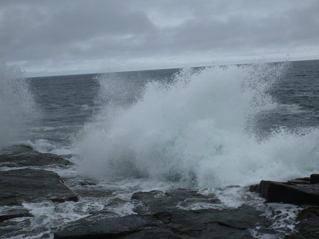 Ocean waves pound rocky Atlantic coastline