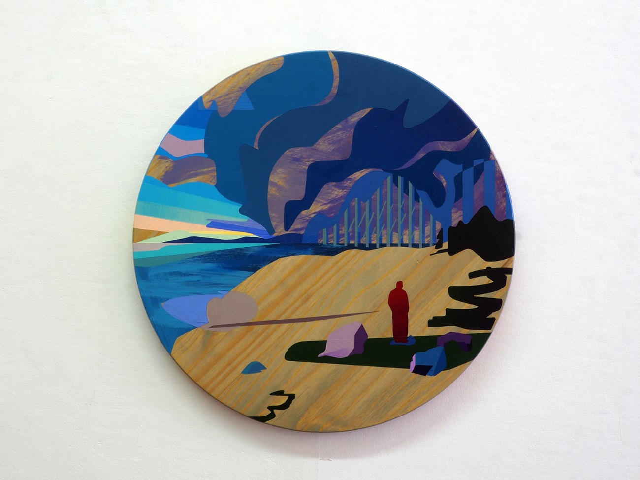 Fine art painting on a circle of wood