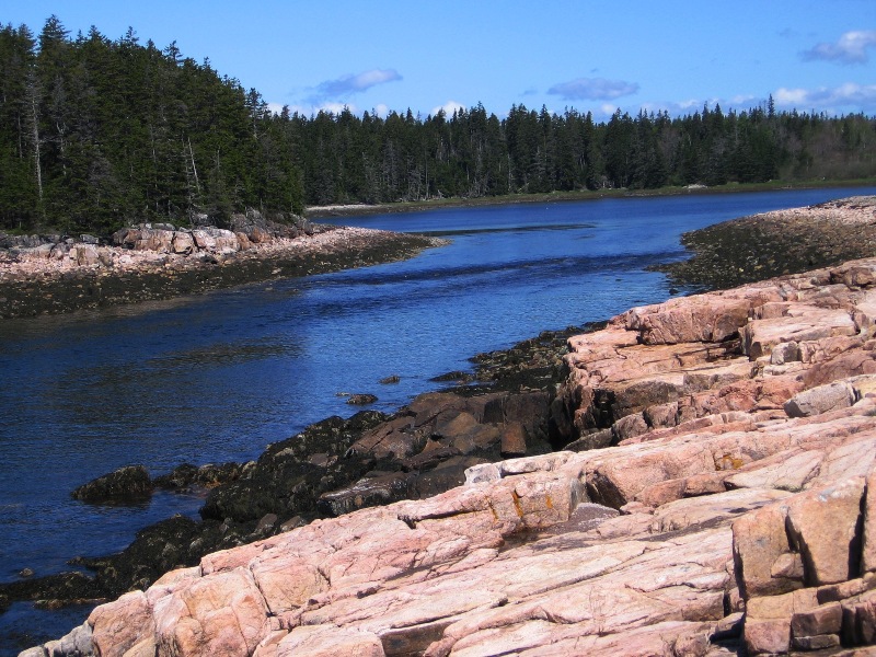 View of Ship Harbor taken from the trail facing towards the harbor