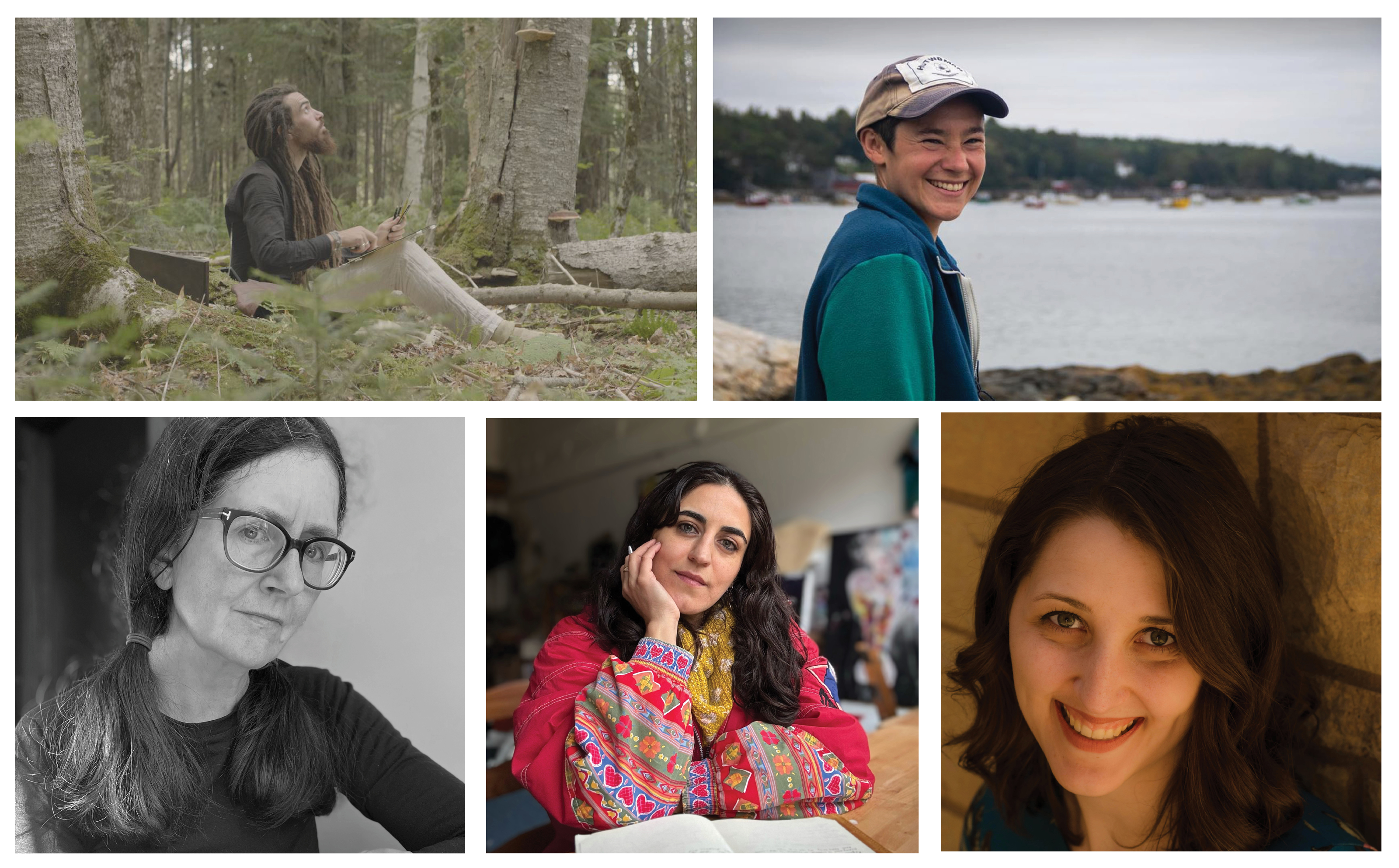Composite image of portraits of five people