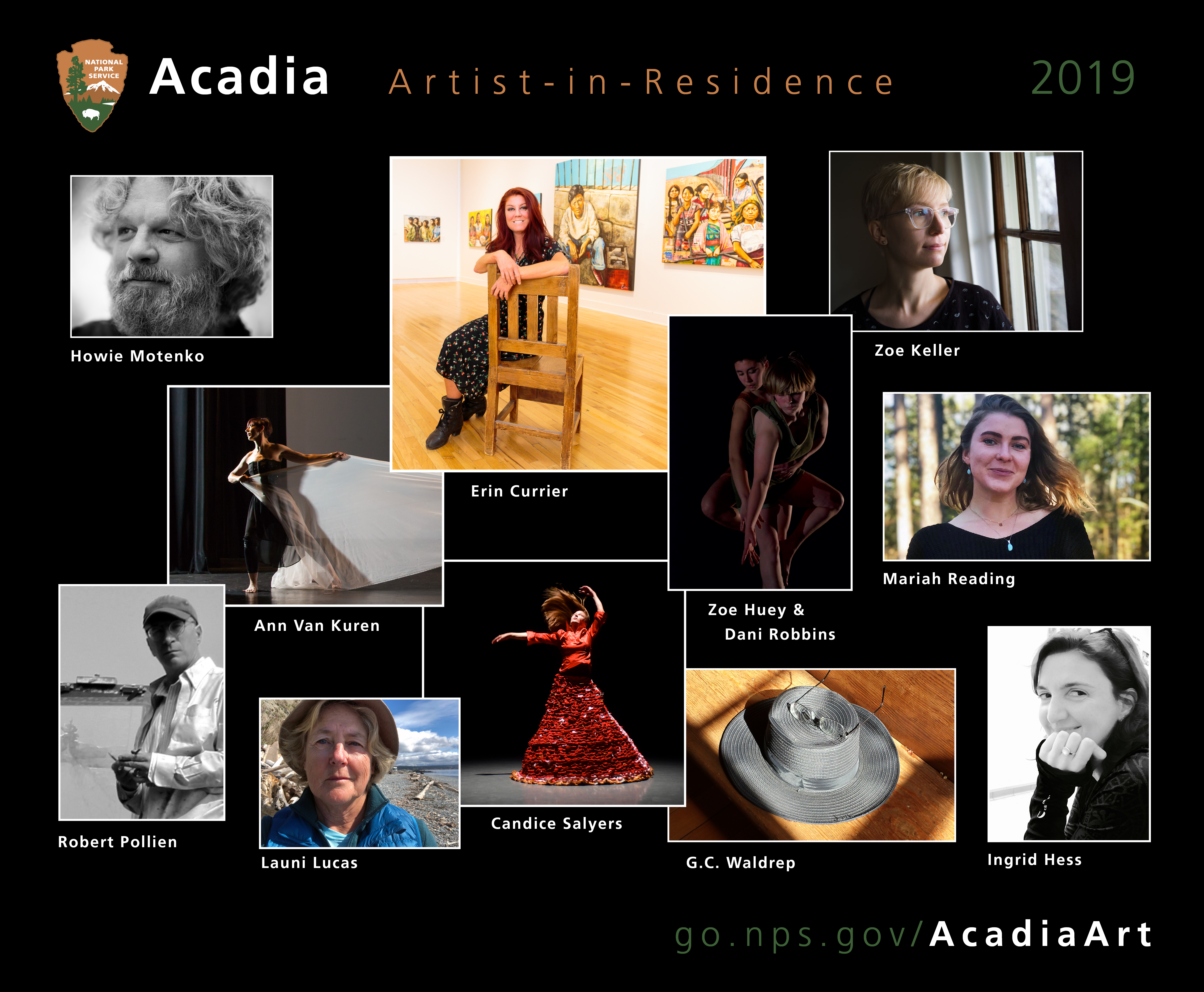 Composite image of artists selected as Acadia Artists-in-Residence Composite image of artists selected as Acadia Artists-in-Residence