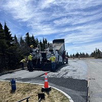 Pavers work to resurface parking lot at Cadillac Mountain Summit