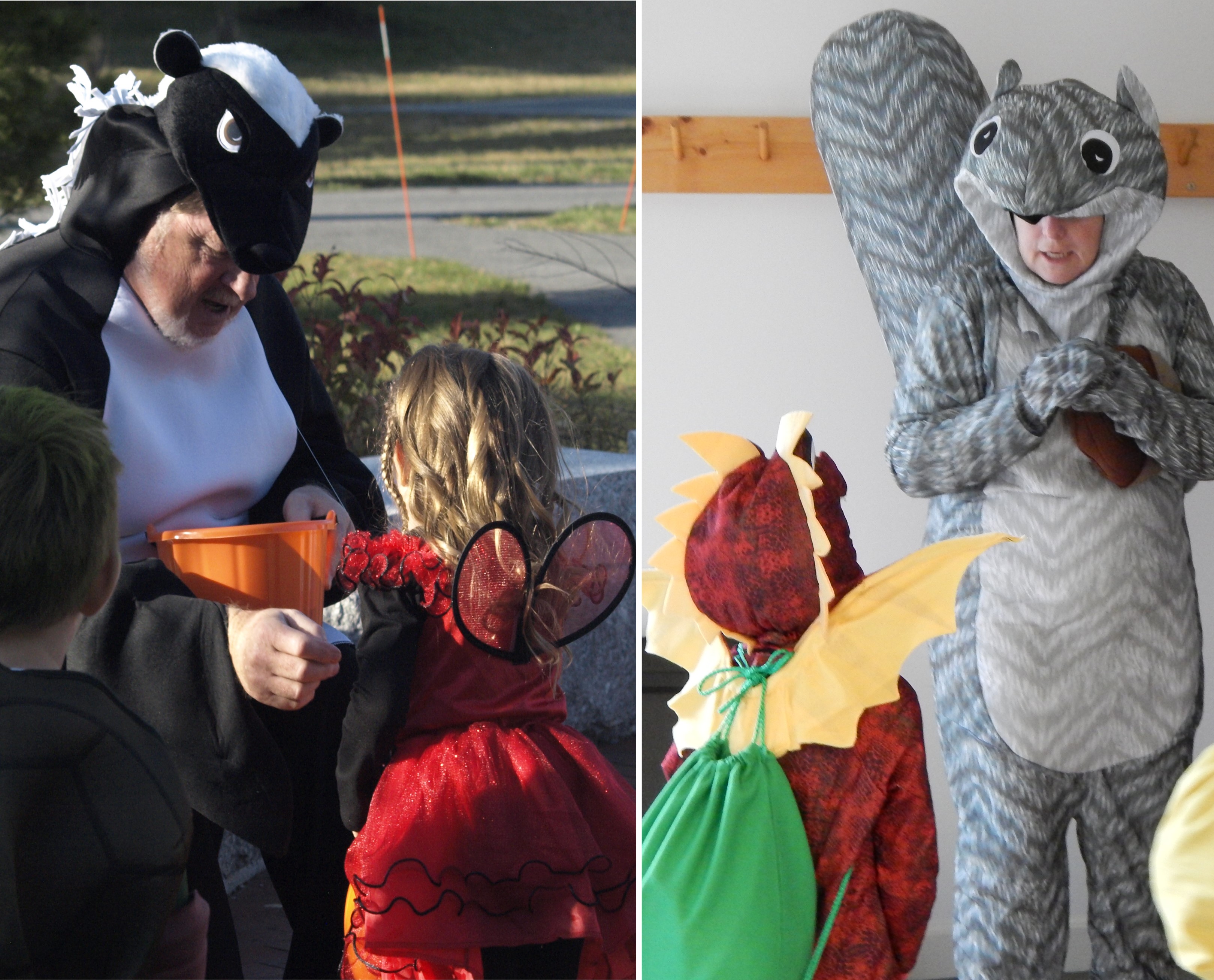 Eeek For Ecology Photos collage showing kids in halloween costumes interacting with adults dressed as animals.