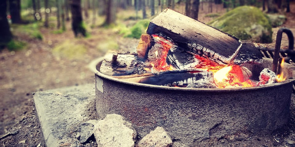 Campfire burning at Blackwoods campground Campfire burning at Blackwoods campground