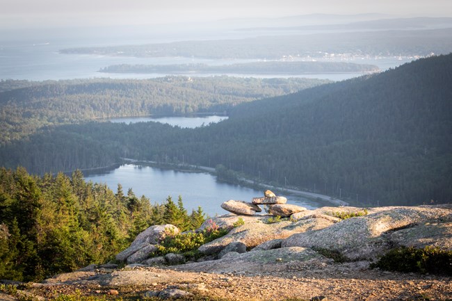 Rock cairn on mountain summit