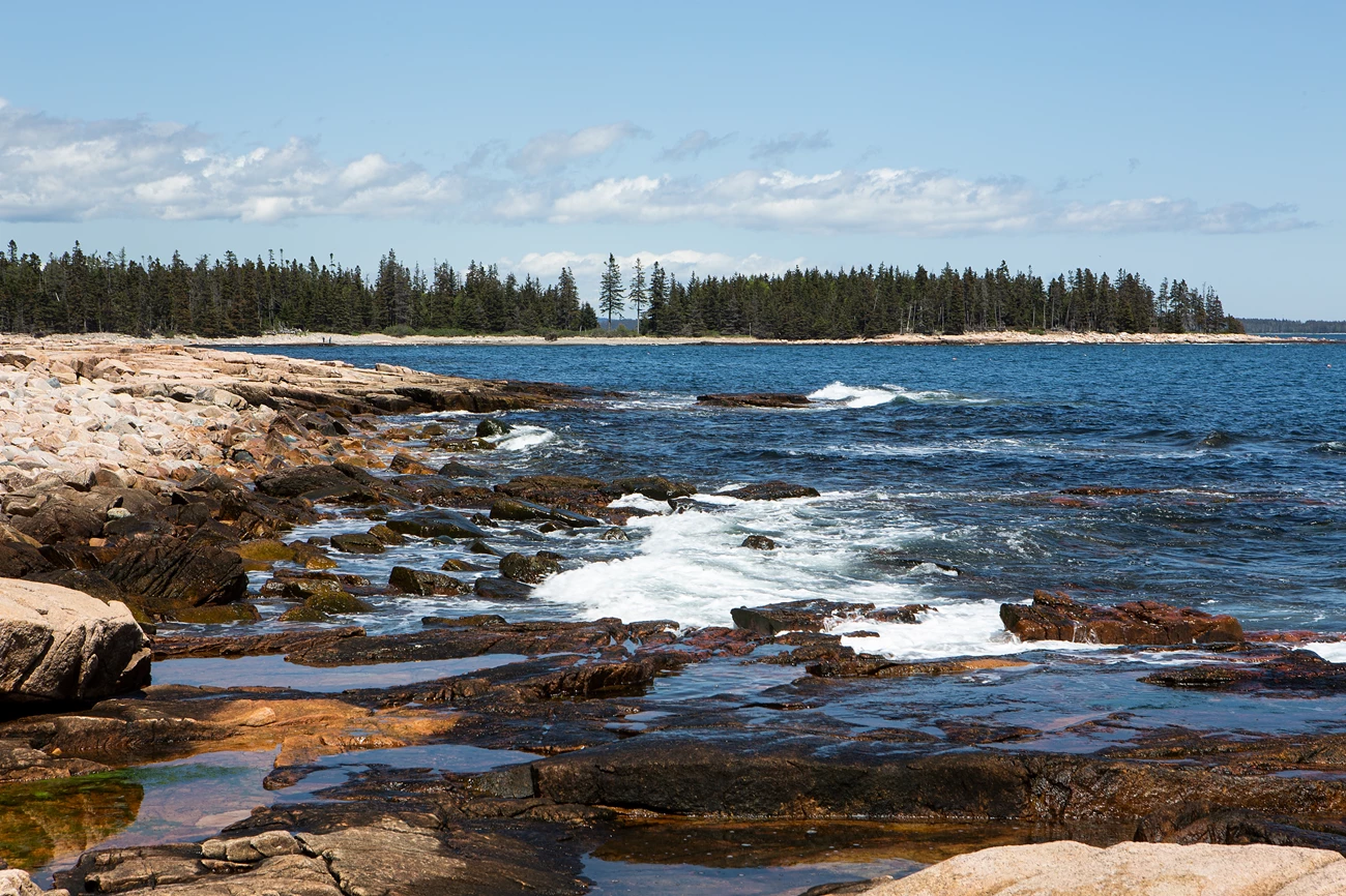 Ship Harbor Trail Waves hitting rocks along coastline