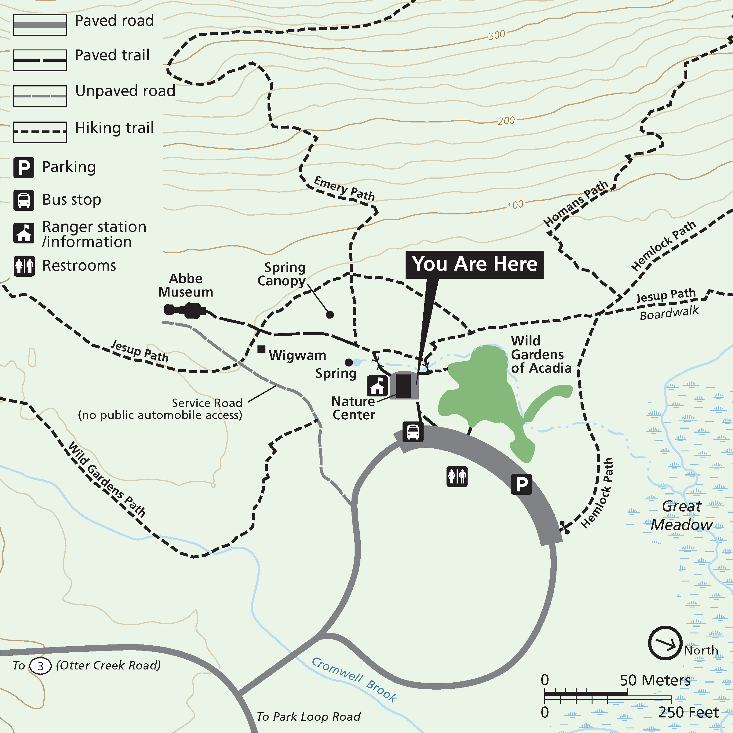 Trail area map of Sieur de Monts