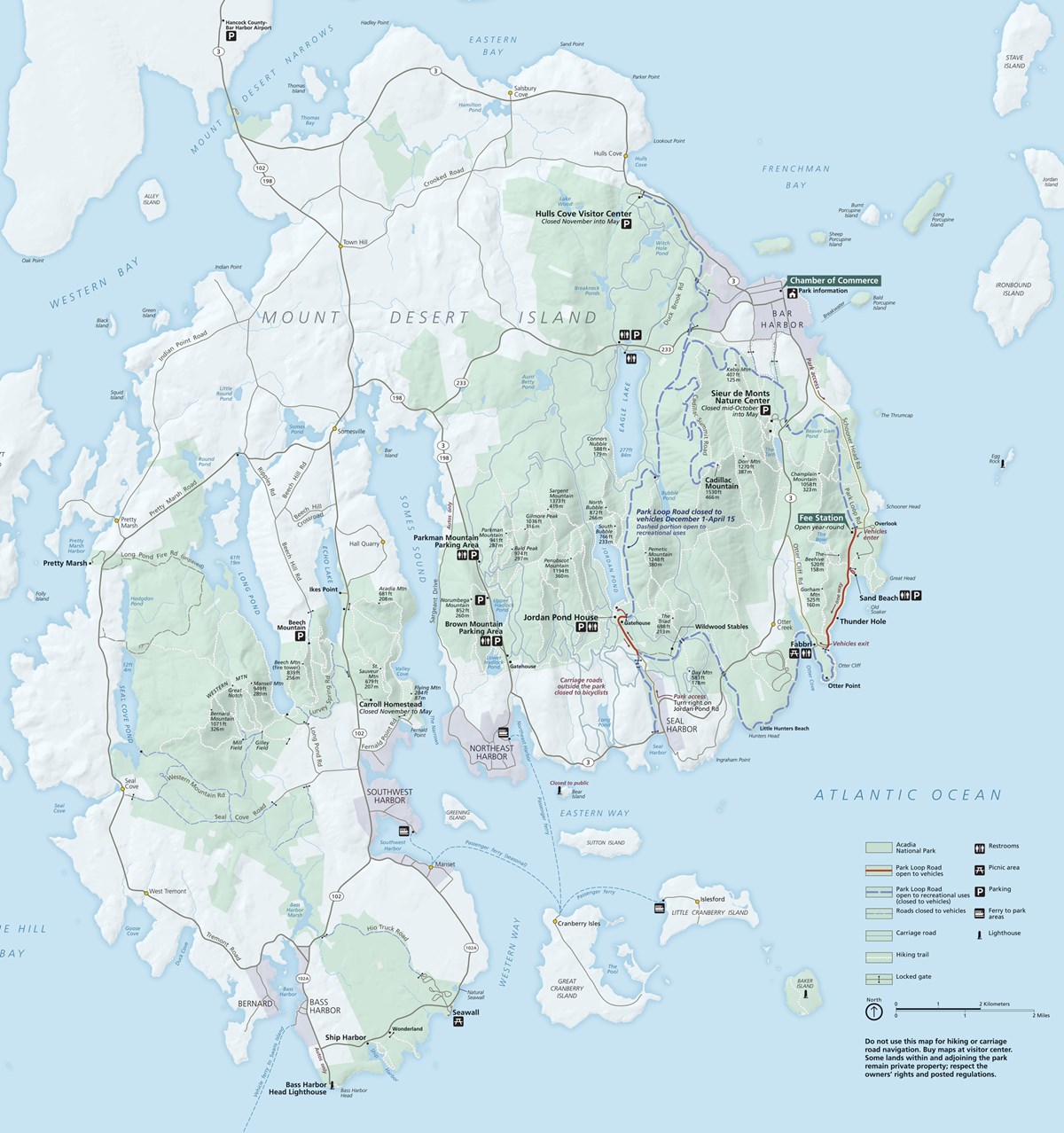 Winter map of Acadia National Park