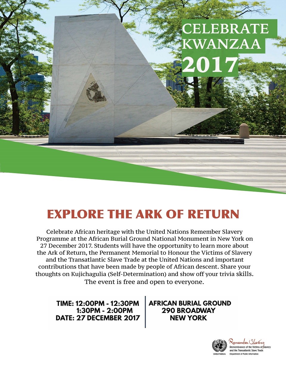 celebrating kwanzaa african burial ground national monument u s