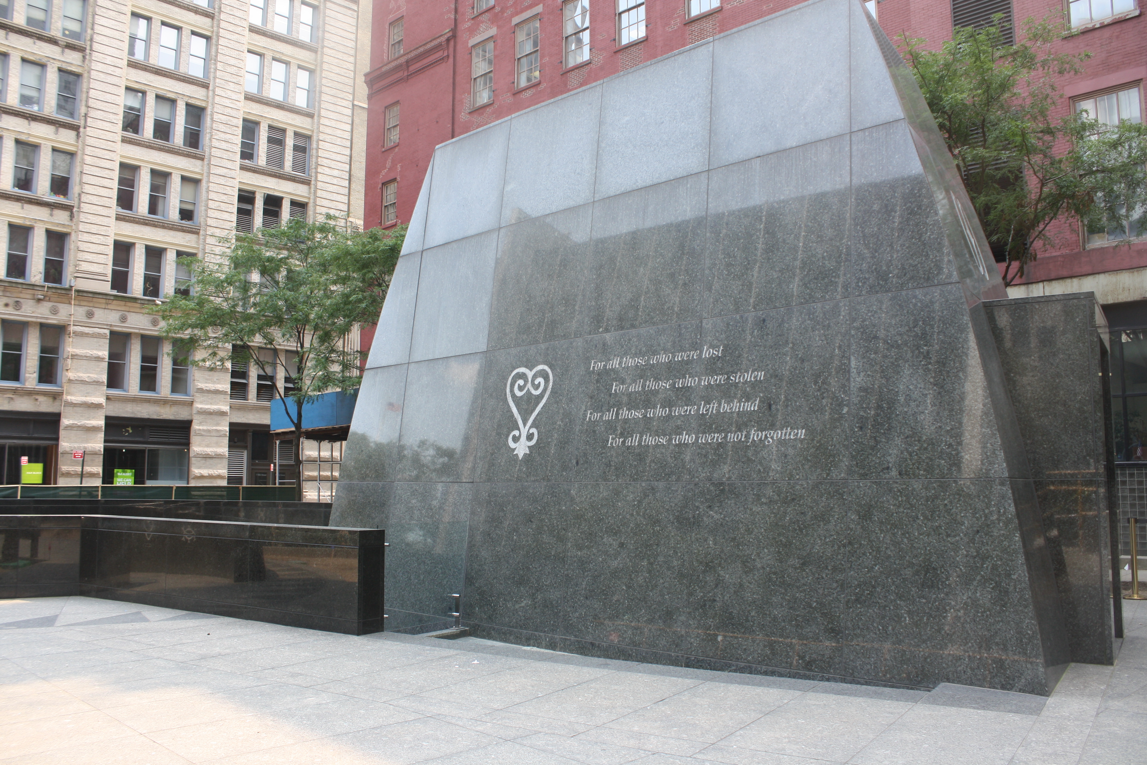 African Burial Ground National Monument outside memorial, designed by Rodney Leon.