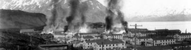 Margaret Bay barracks burn on June 4, 1942