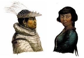 A man and woman from Unalaska Island, circa 1816. A man and woman from Unalaska Island, circa 1816.