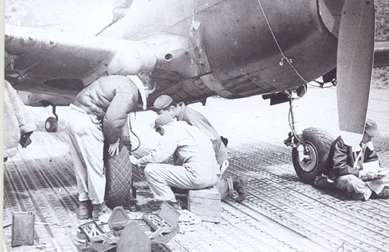 Ellis working on a plane