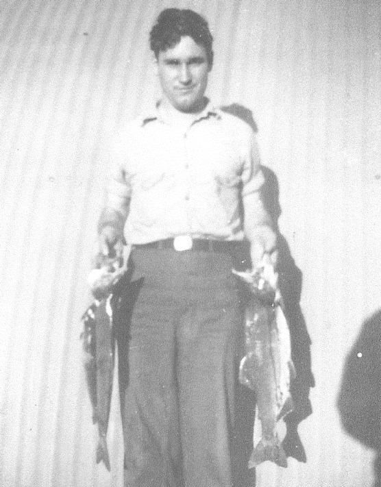Ray Skinner and two fish he caught