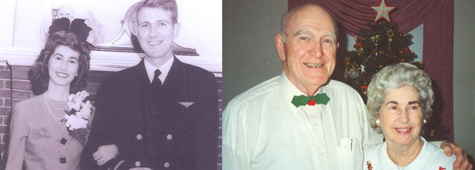 Composite photo of the Fitzpatricks during WWII and in the mid-2000s.