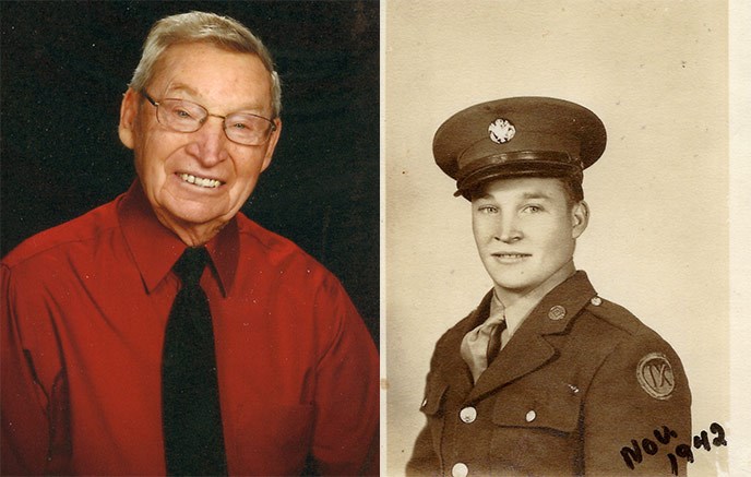 composite image of Gaylord Tapp in 2012, and in uniform in 1942
