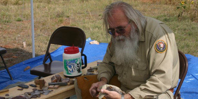 A demonstration of flintknapping.
