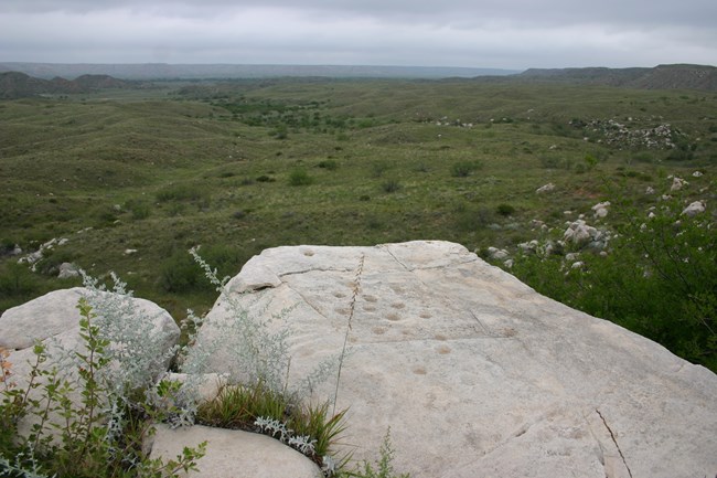 Photo of Canadian River Valley with petroglyphs.