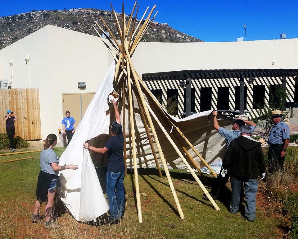 Texas Tech and Rangers setting up a tepee