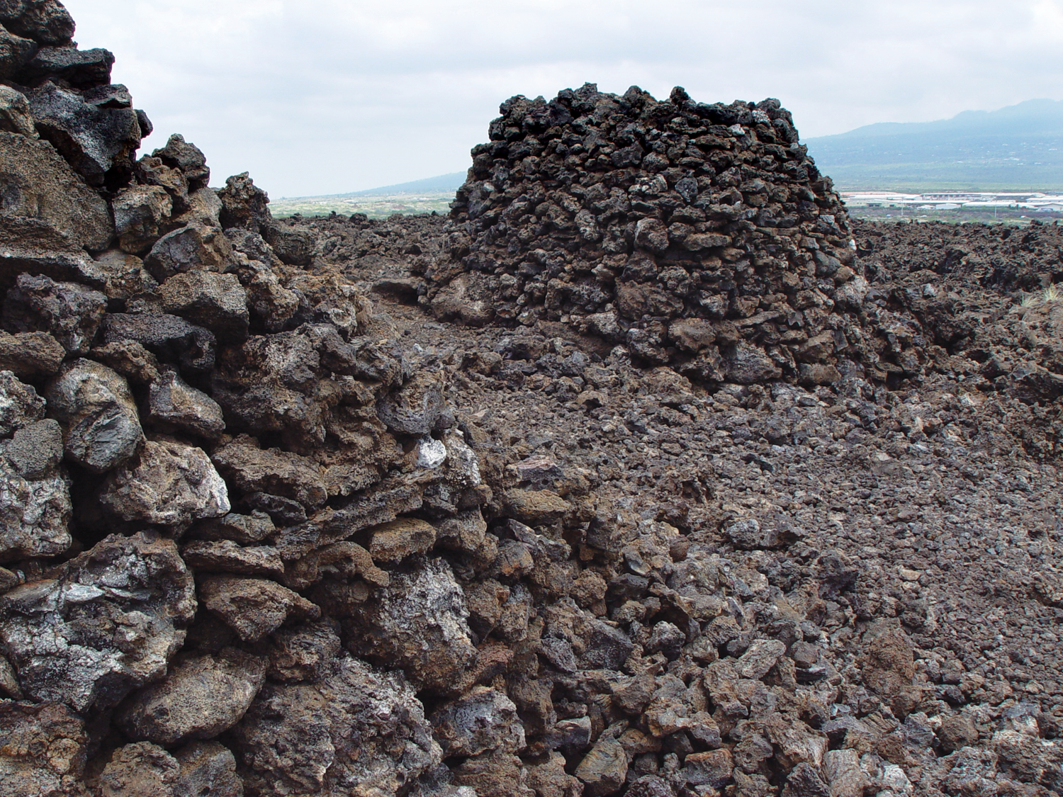 The trail is flanked by two large ahu