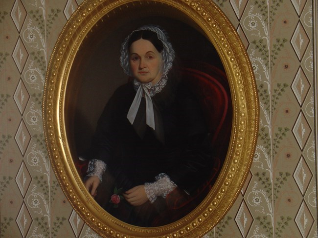 Portrait of a woman in 1840s clothing