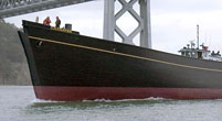 a ship sailing into San Francisco Bay