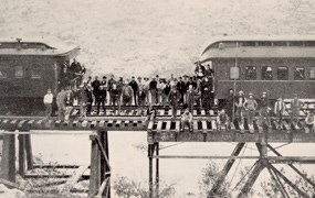 A picture of the Silver Spike Ceremony in 1886.