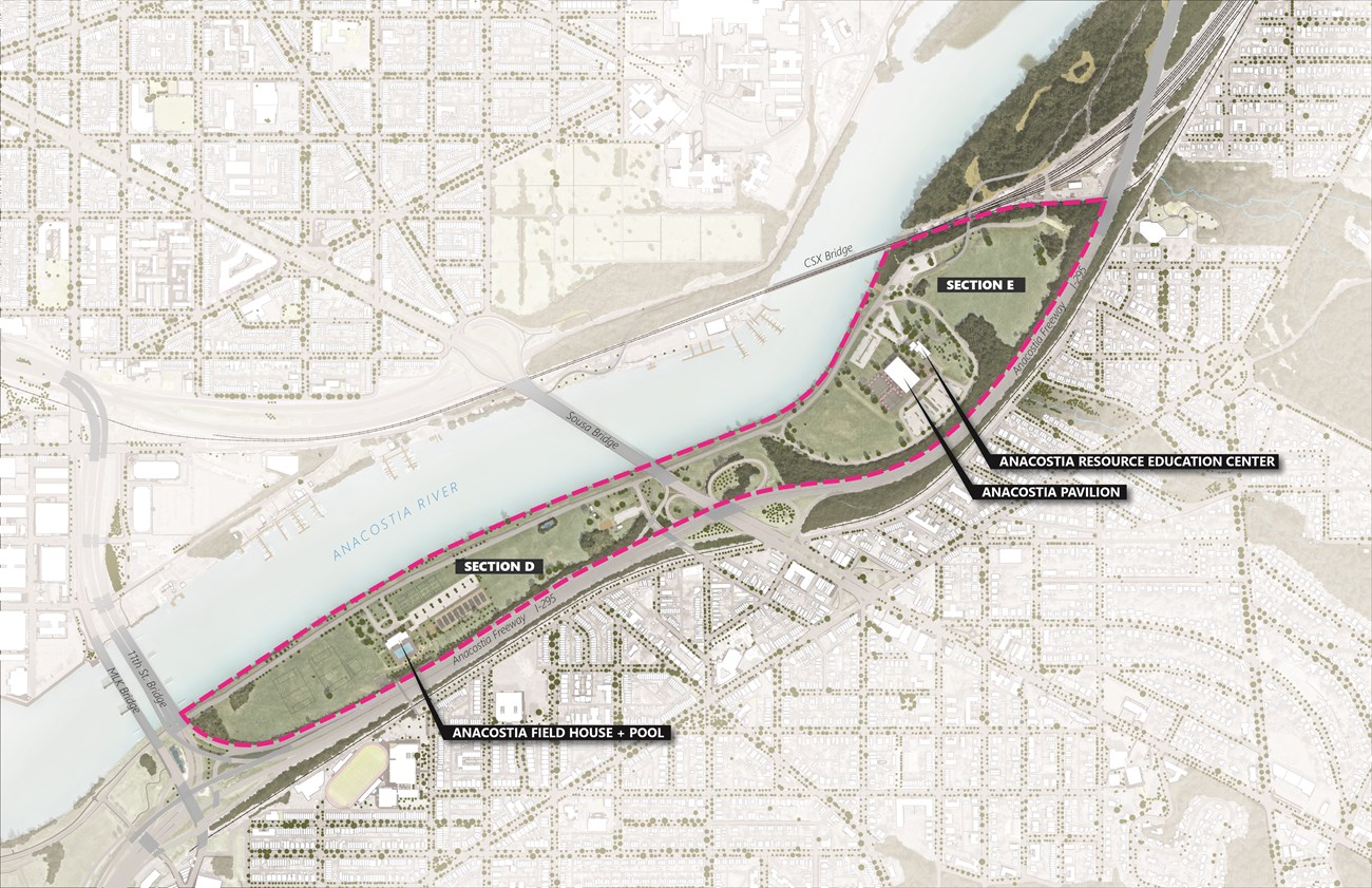 Map of Sections D & E at Anacostia Park