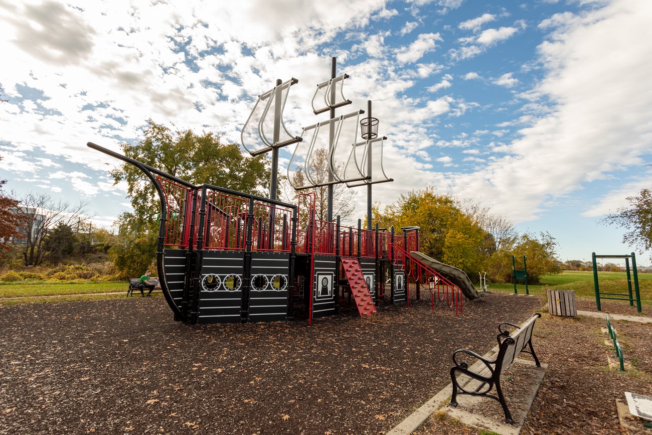 A Playground designed like a pirate ship
