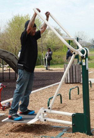 A man uses a fitness machine.