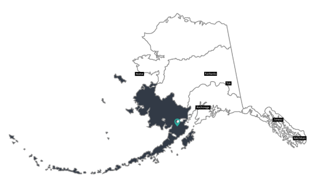 Map of Alaska with left most section highlighted.