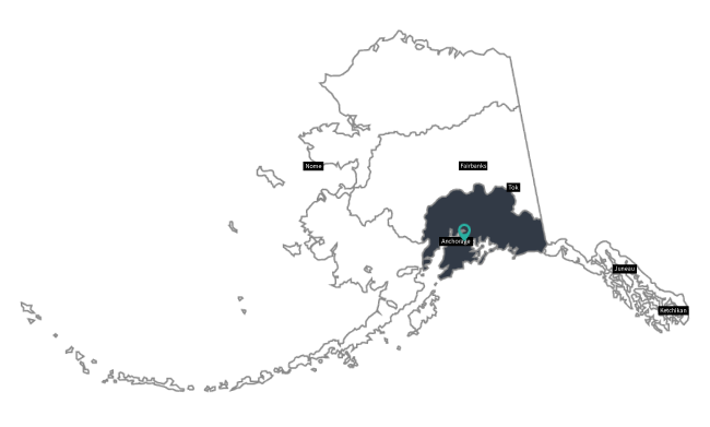 Map of Alaska with northern most section highlighted.