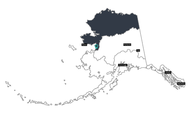 Map of Alaska with northern most section highlighted.