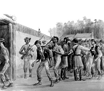 Civil War STORY OF AMERICA CARD UNION PRISON CAMPS Jail for POW Confederate U.S