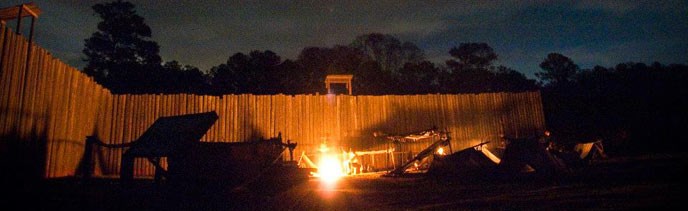 Night-time photograph of the prison site Night-time photograph of the prison site