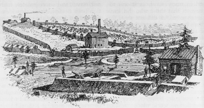 Drawing showing military prison