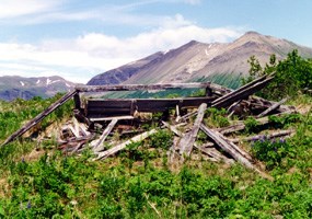 Remains of an historic cabin in Aniakchak National Monument.