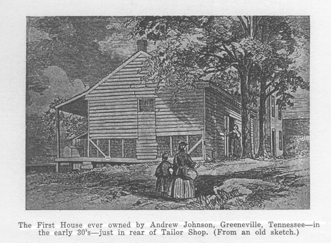 An engraving newspaper image of Eliza and her mother's house