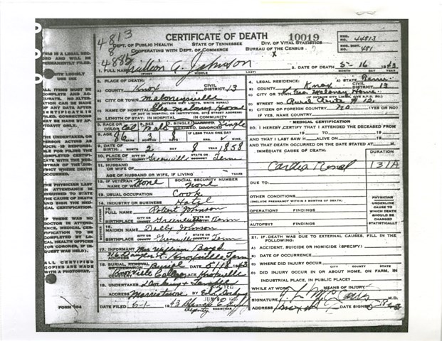 Will's death certificate