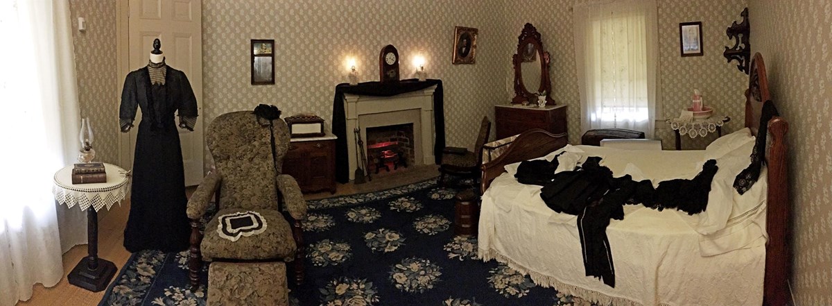 Mrs. Johnson's bedroom prepared for mourning Mrs. Johnson's bedroom prepared for mourning
