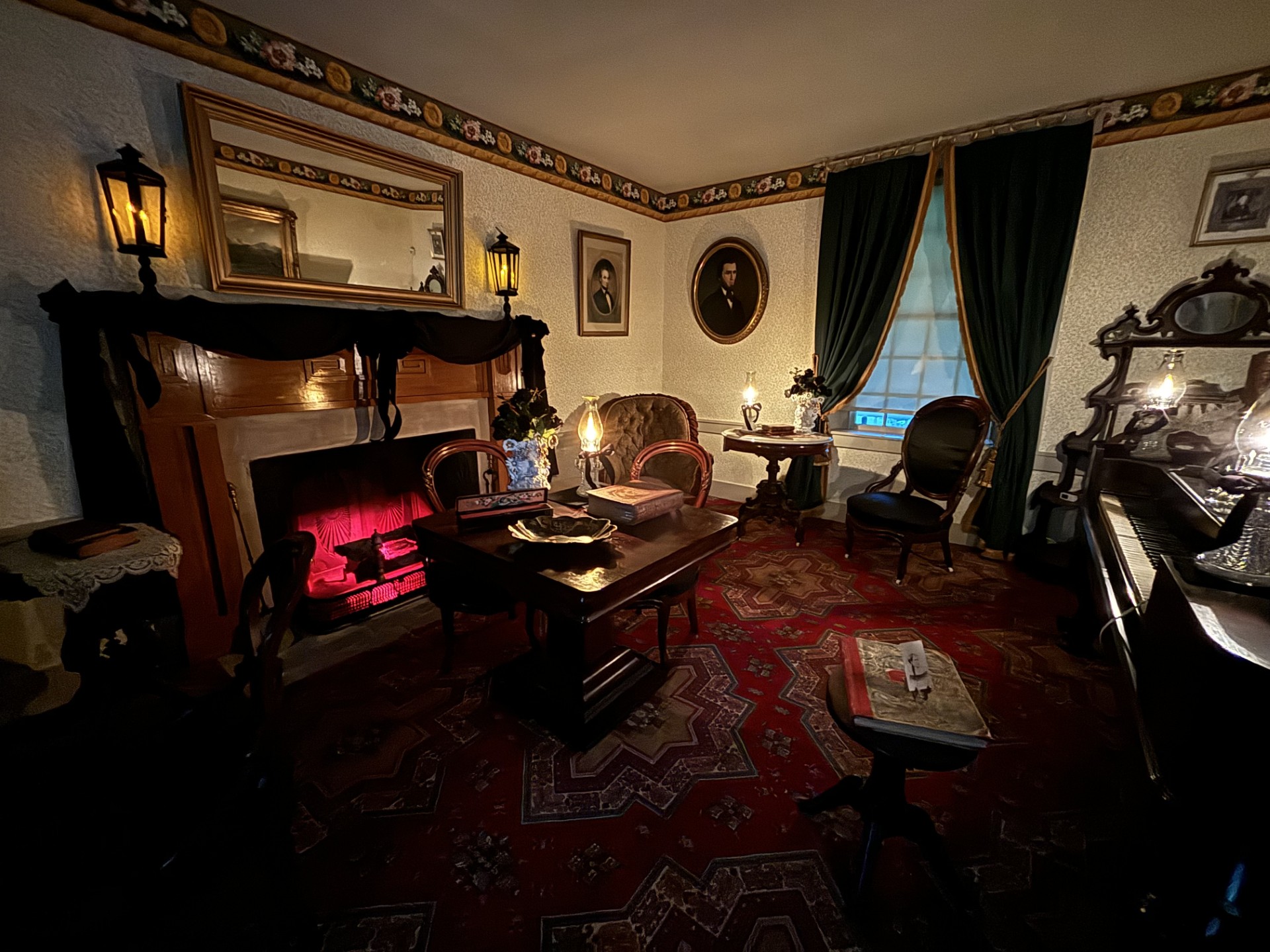 Mourning 2 The Johnson parlor with lamps and dark mourning elements