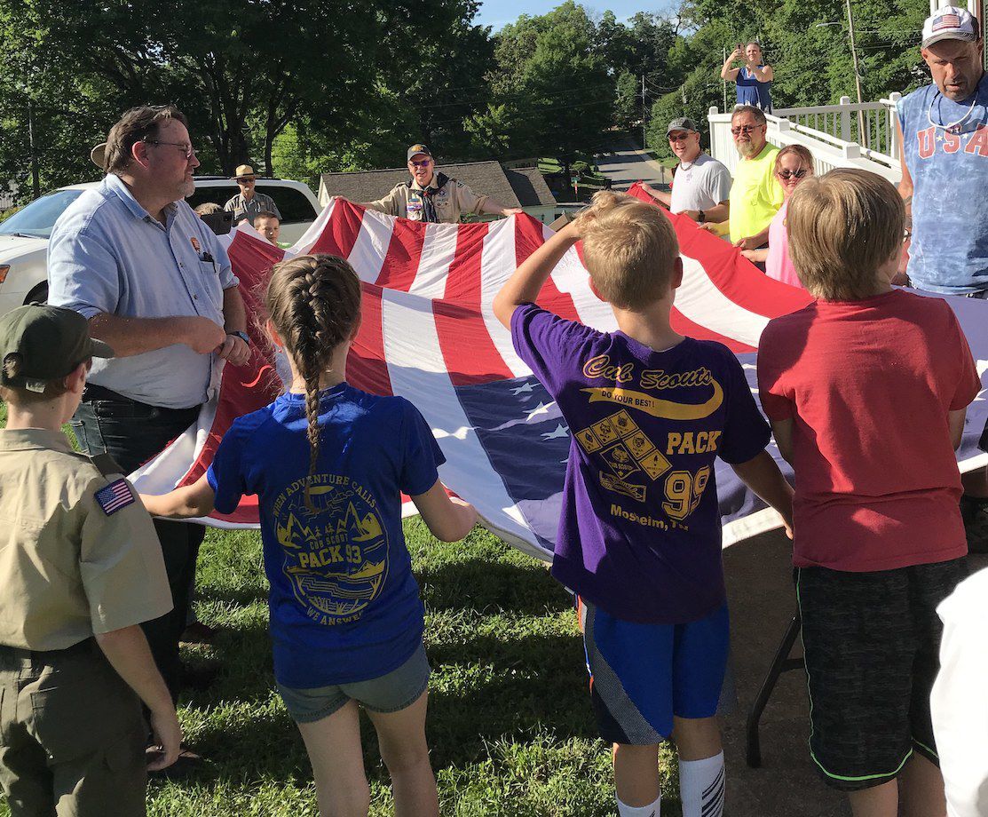 Flag Day Program June 2021 Scouts retire flag with NPS Park Rangers