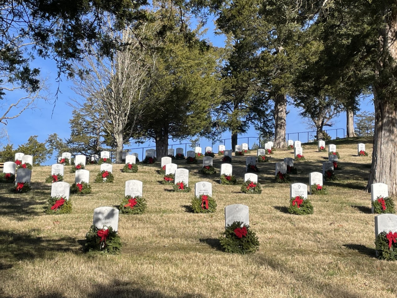 Wreaths on headstones