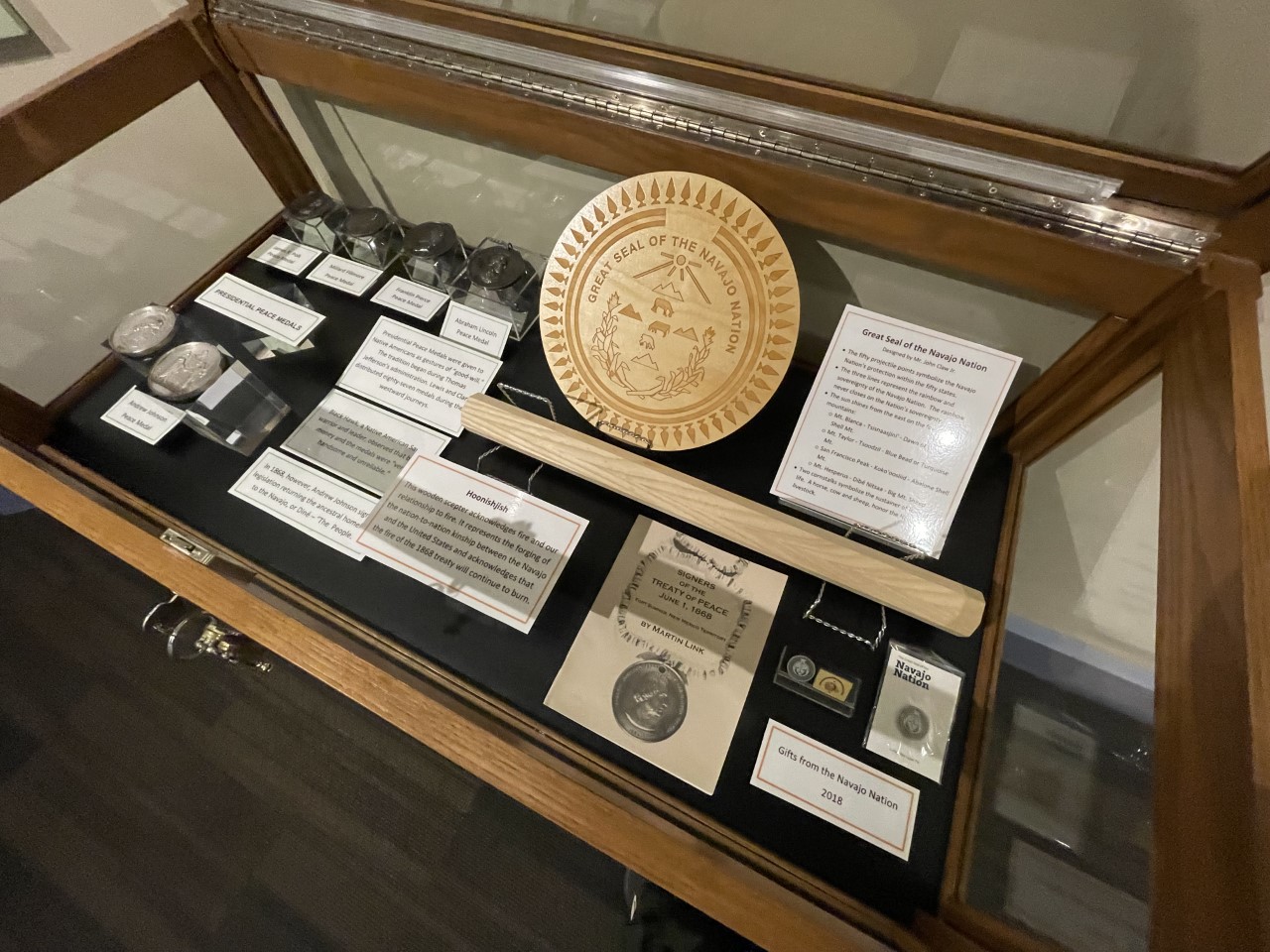 Exhibit case with artifacts