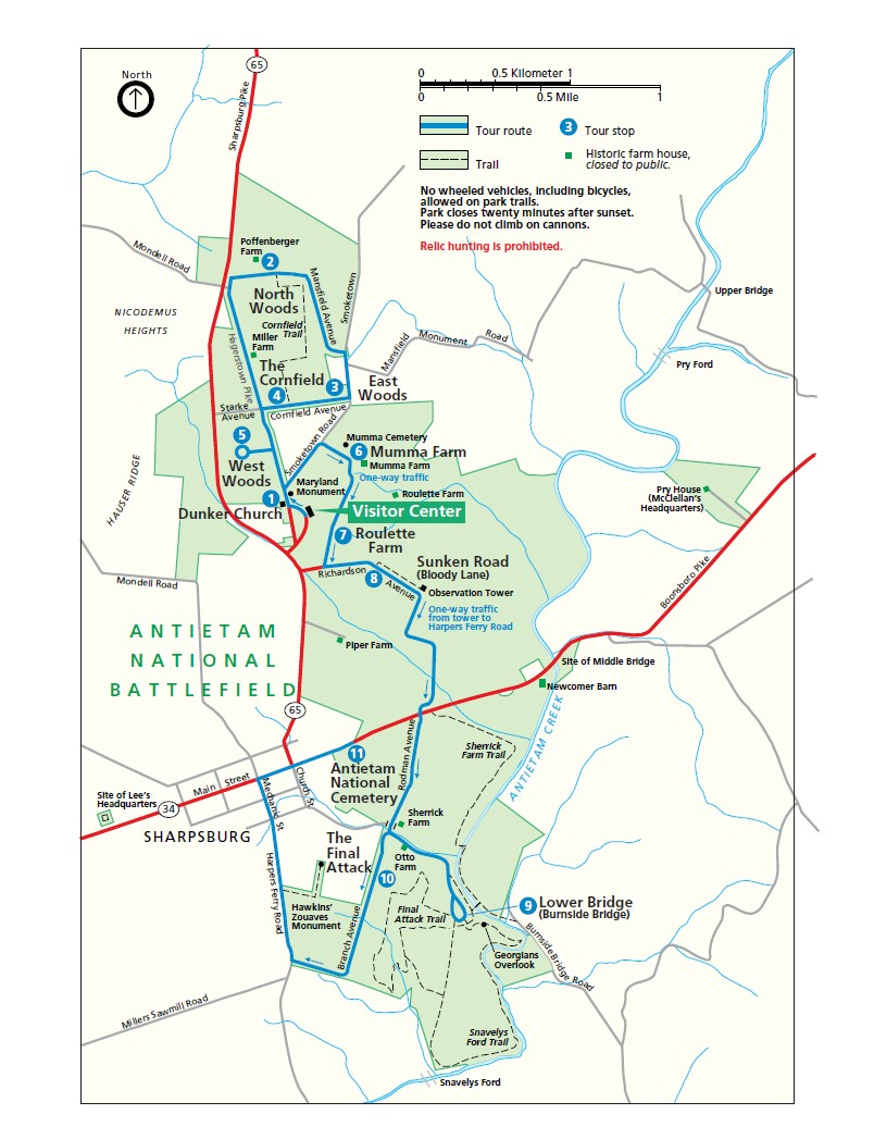 antietam battlefield tour map