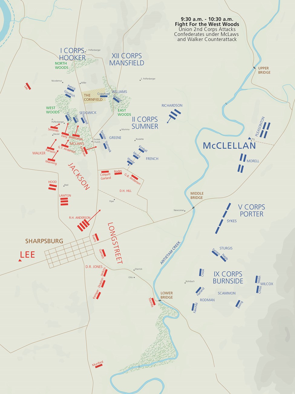 Antietam Battle Map 9:30-10:30 am