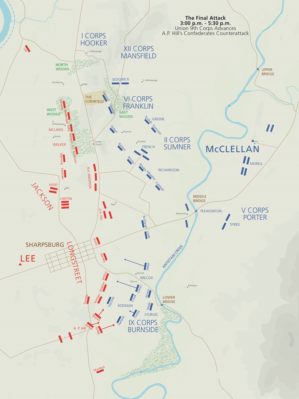 Antietam Battle Map 3:00-5:30 pm