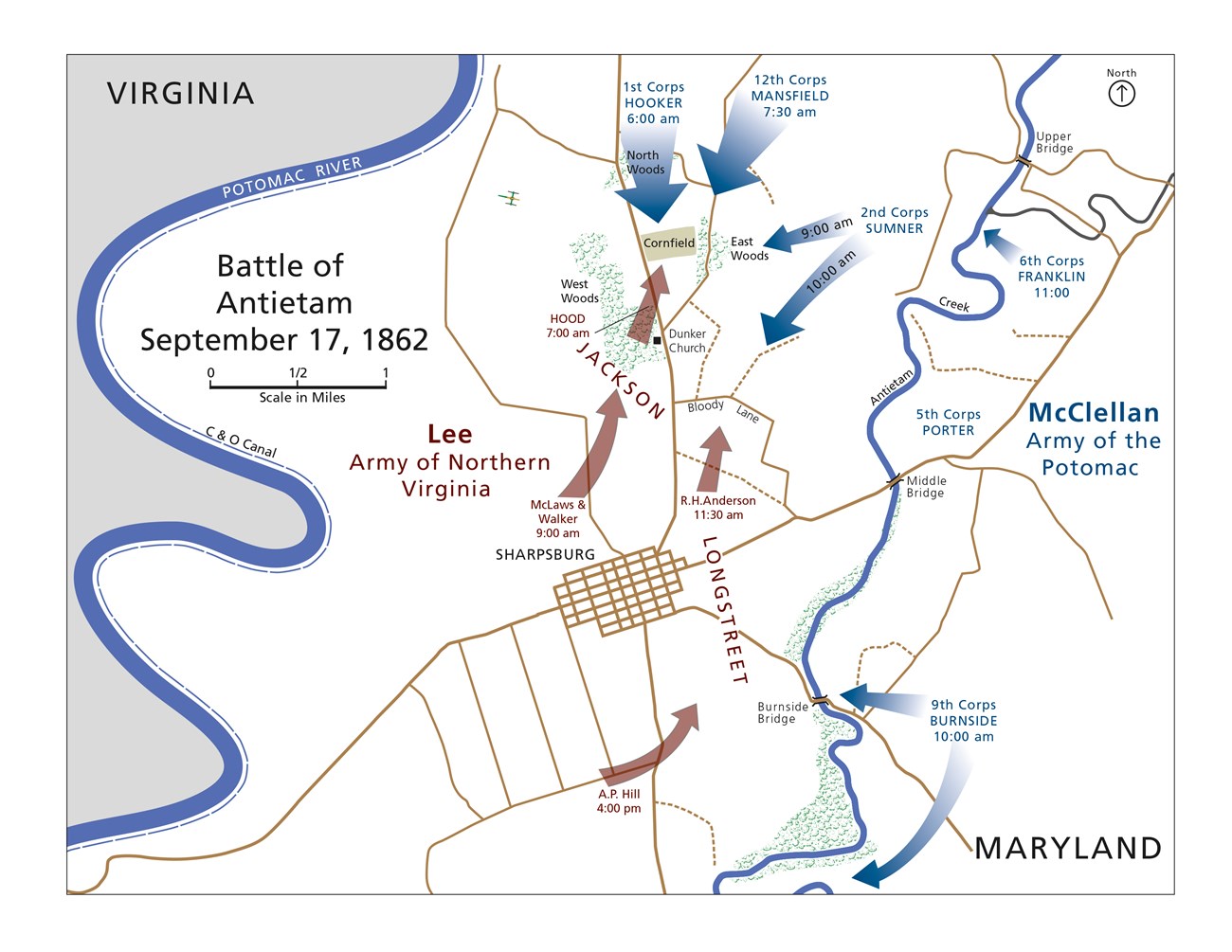 Overview map of the Battle of Antietam